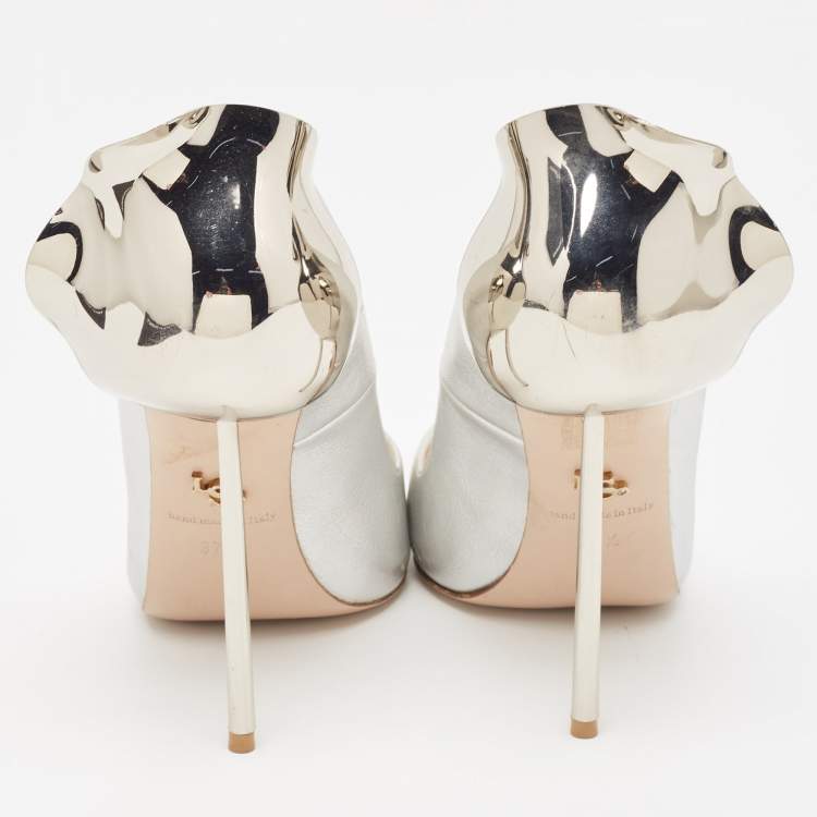Pre Owned Le Silla Silver Leather Petalo Pumps Size 37.5