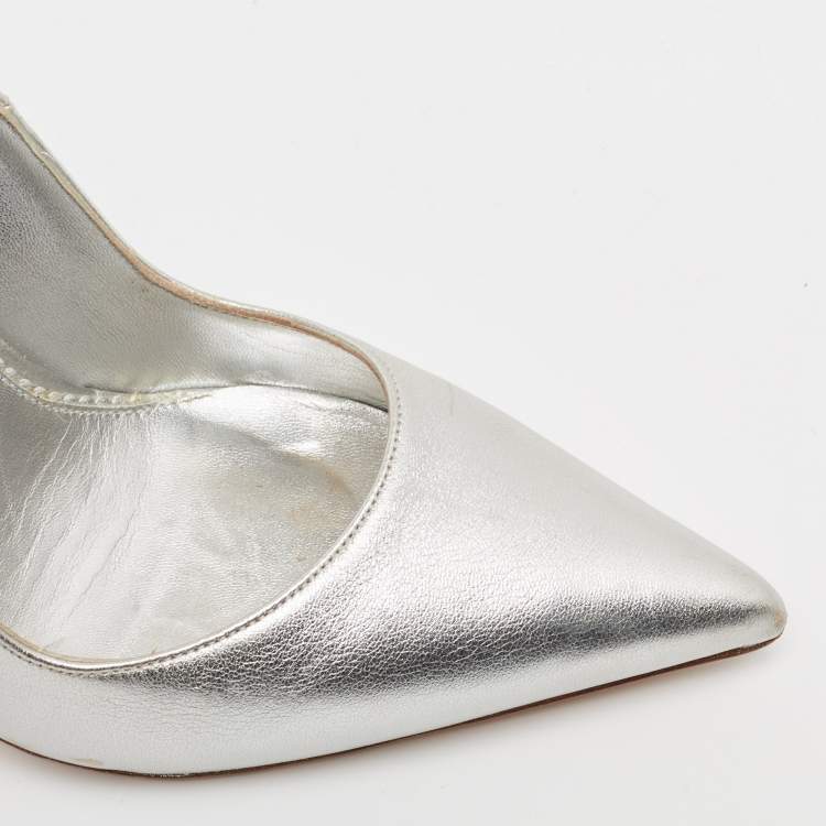 Pre Owned Le Silla Silver Leather Petalo Pumps Size 37.5