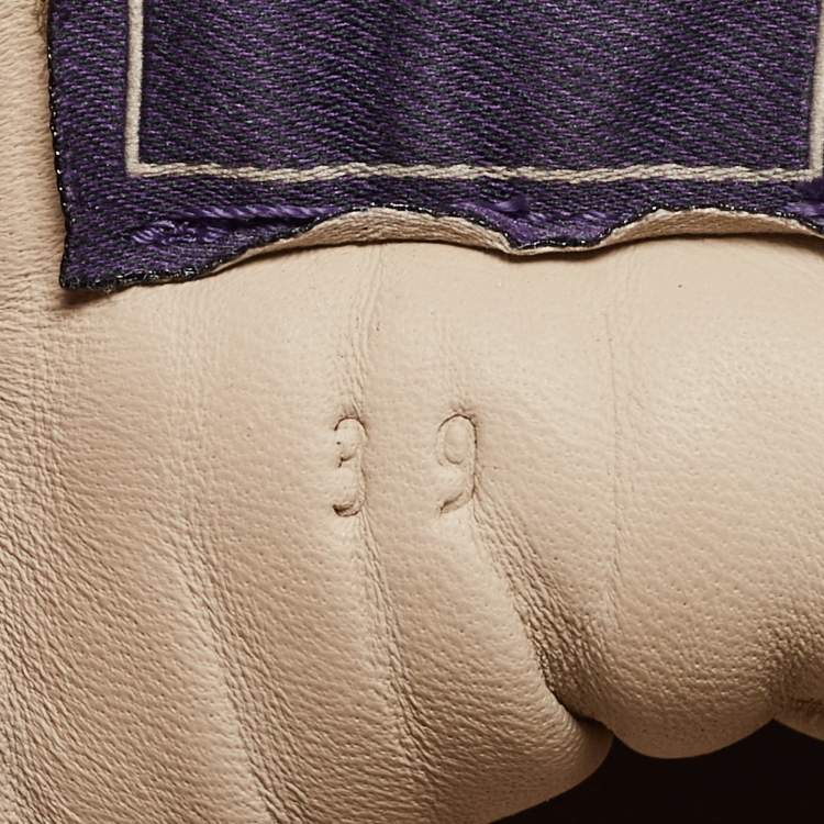 Pre Owned Le Silla Purple Velvet and Leather Crystal Embellished Low Top Sneakers Size 39