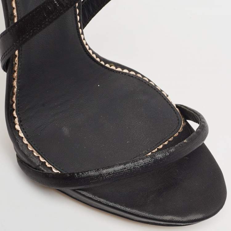 Pre Owned Le Silla Black Nylon Ankle Strap Sandals Size 38