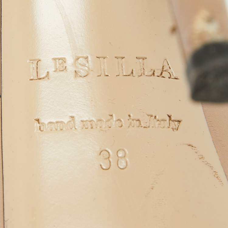 Pre Owned Le Silla Beige Leather Platform Ankle Strap Sandals Size 38
