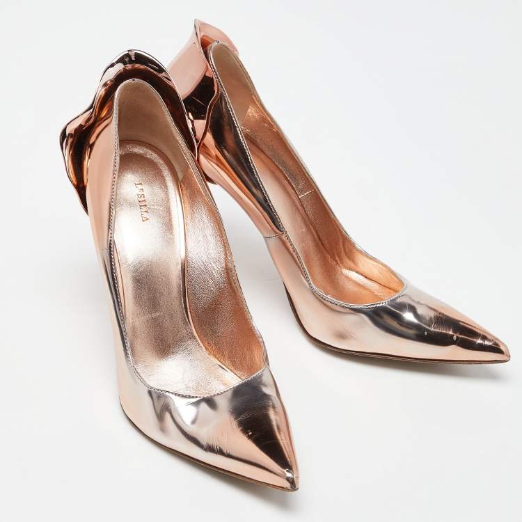 Pre Owned Le Silla Rose Gold Leather Petalo Pumps Size 41