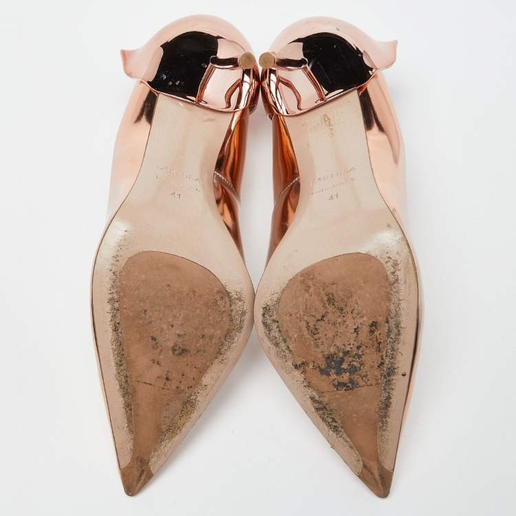 Pre Owned Le Silla Rose Gold Leather Petalo Pumps Size 41