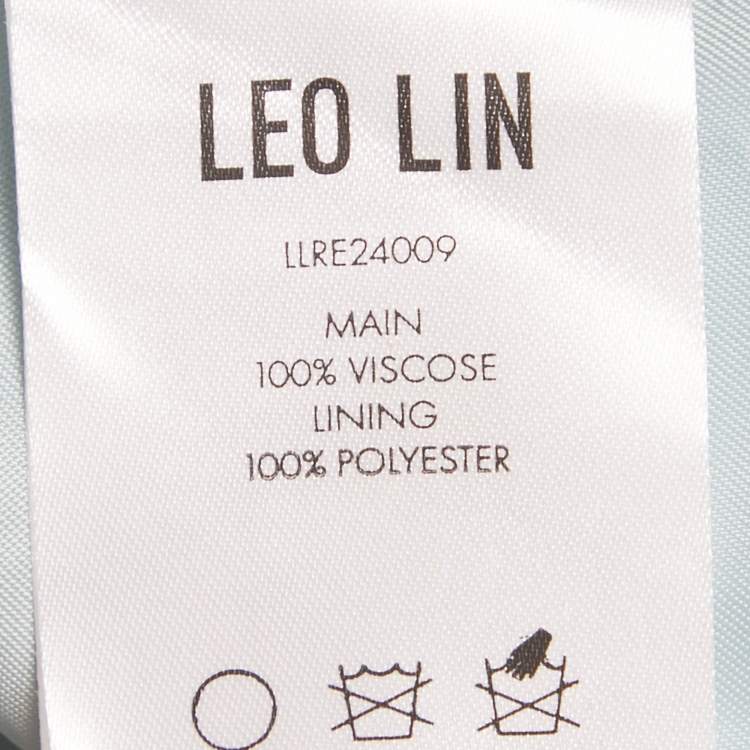 Pre Owned Leo Lin Blue /Green Printed Crepe Judy Blazer & Pants Set M