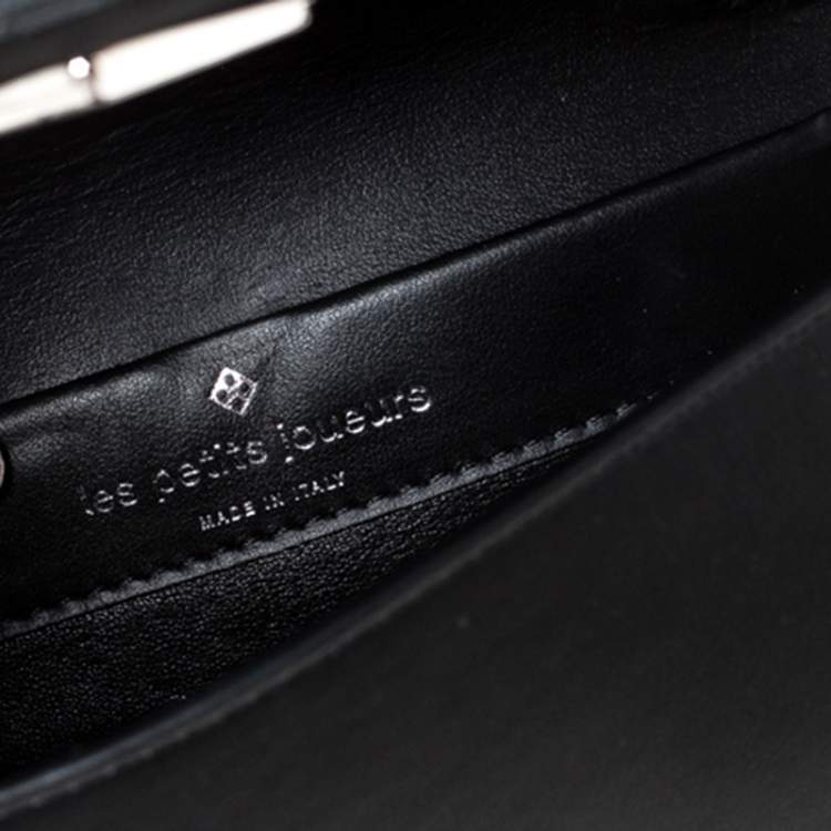 Pre Owned Les Petits Joueurs Black Ginny Palms Fringe Chain Clutch