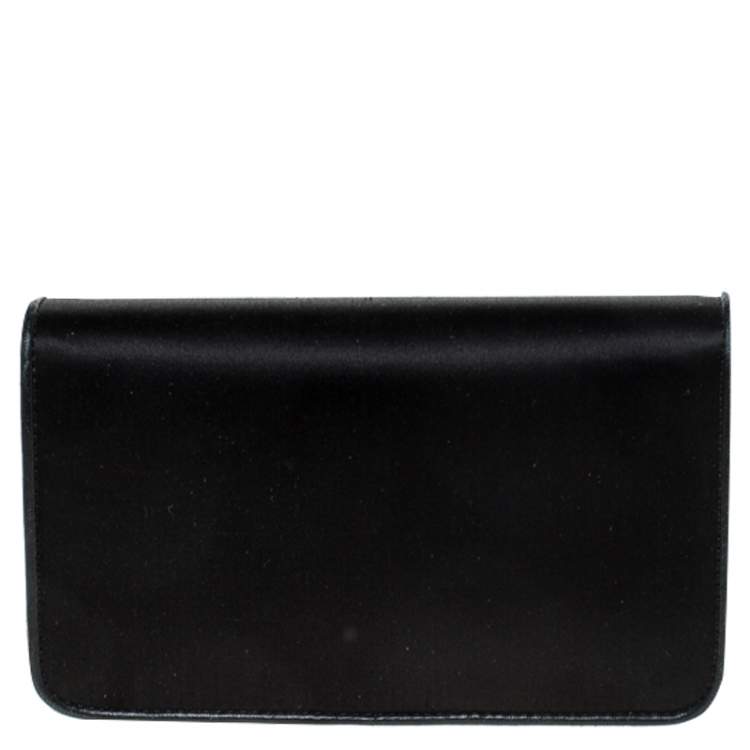 Pre Owned Les Petits Joueurs Black Ginny Palms Fringe Chain Clutch