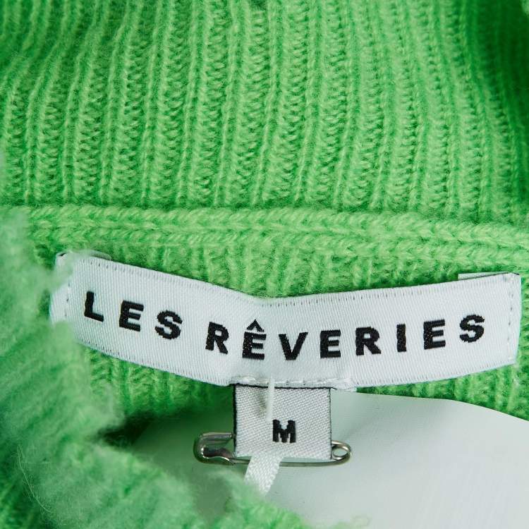 Pre Owned Les Rêveries Acid Green Cashmere Turtleneck Sweater M