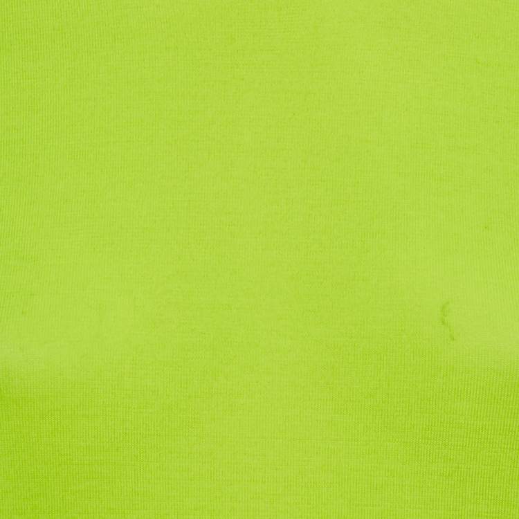 Pre Owned Les Reveries Neon Green Stretch Knit Turtleneck Sweatshirt L