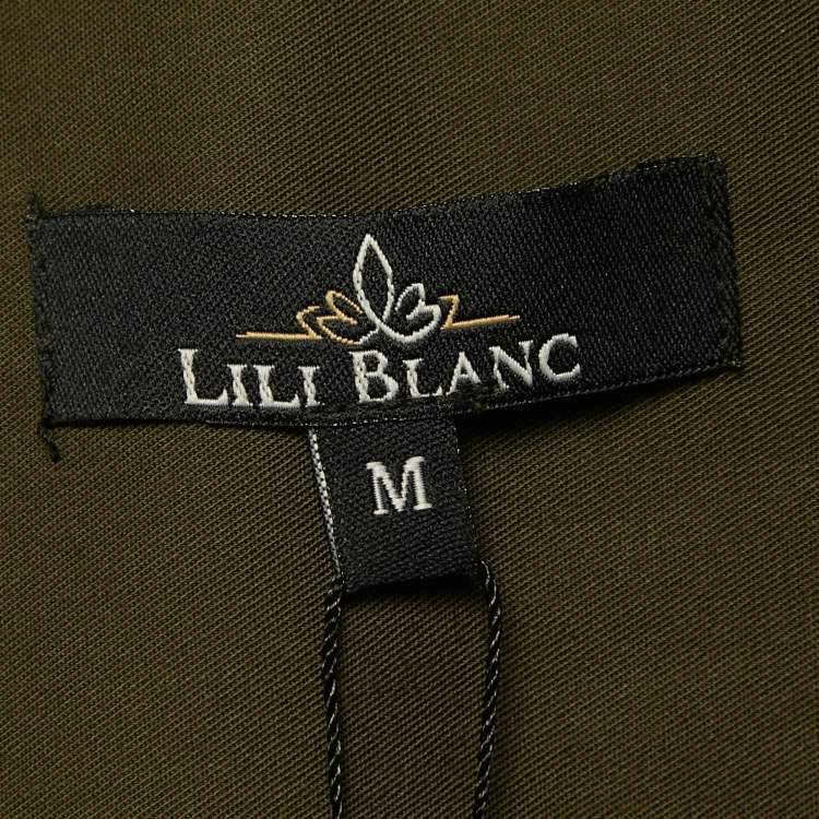 Pre Owned Lili Blanc Green Gabardine Belted Coat M