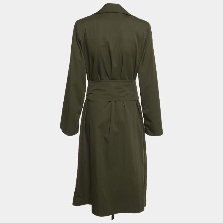 Pre Owned Lili Blanc Green Gabardine Belted Coat M