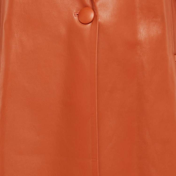 Pre Owned LILI BLANC Burnt Orange Faux Leather Pants Suit M