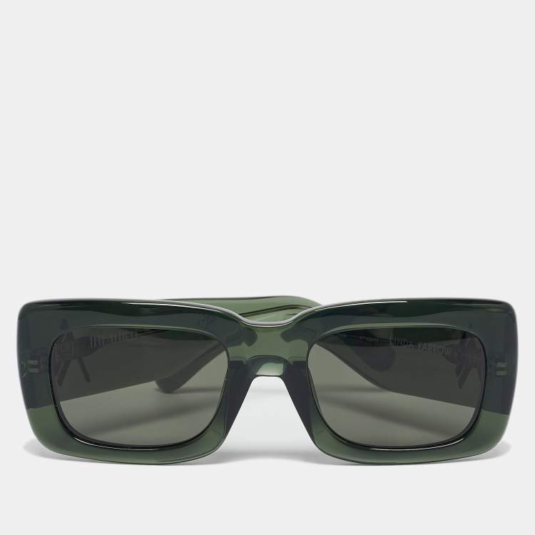 Pre Owned Linda Farrow Green Attico 3/13 Square Sunglasses