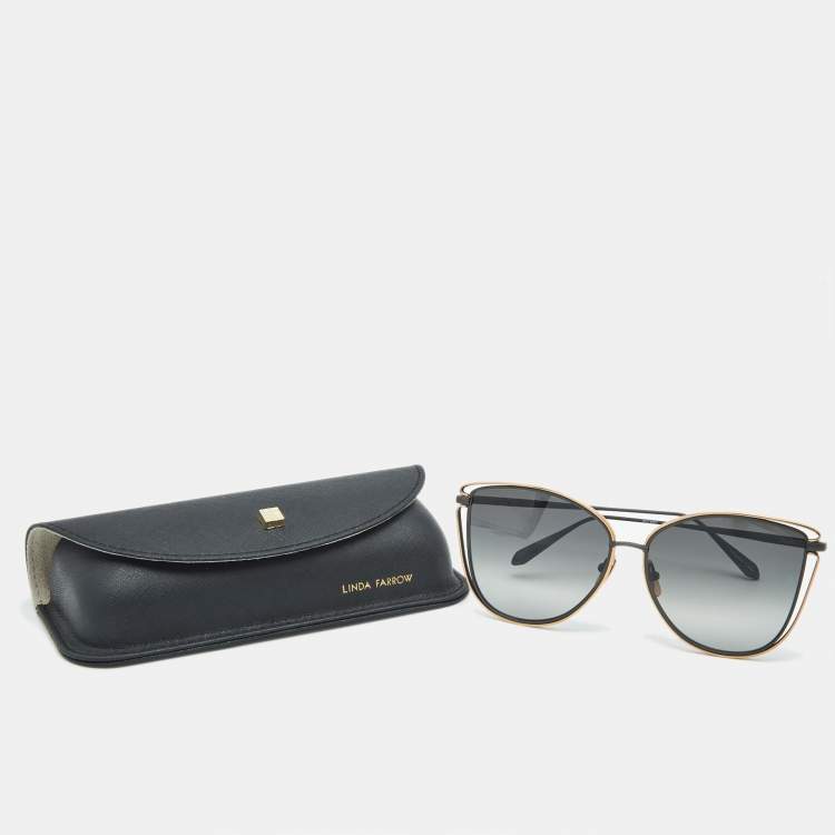 Pre Owned Linda Farrow Gold Tone/Black Gradient 8642 Dinah Butterfly Sunglasses