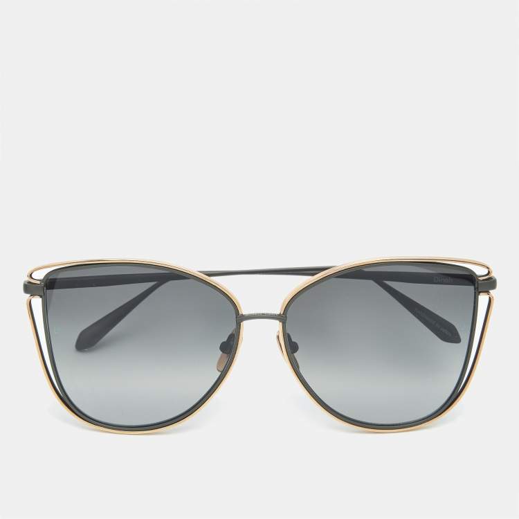 Pre Owned Linda Farrow Gold Tone/Black Gradient 8642 Dinah Butterfly Sunglasses
