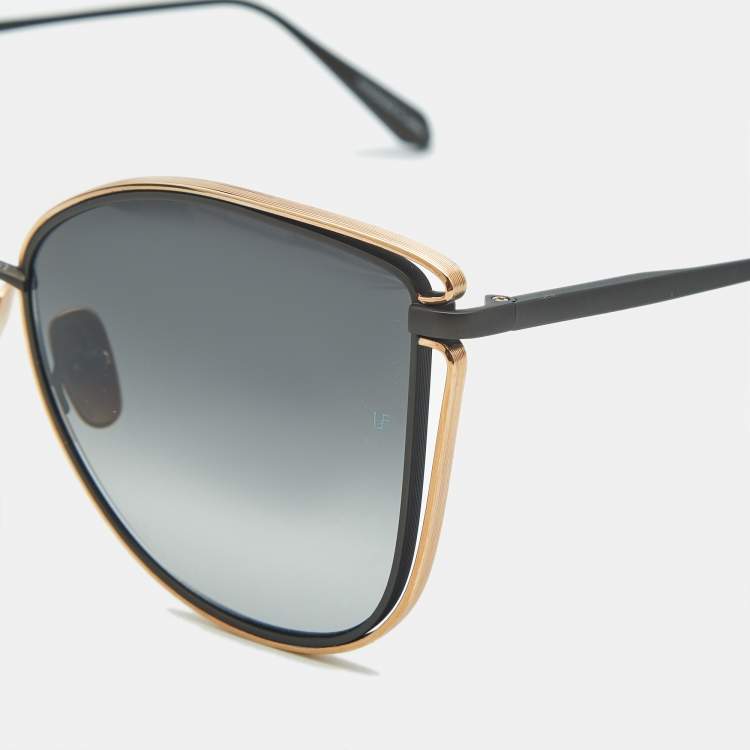 Pre Owned Linda Farrow Gold Tone/Black Gradient 8642 Dinah Butterfly Sunglasses