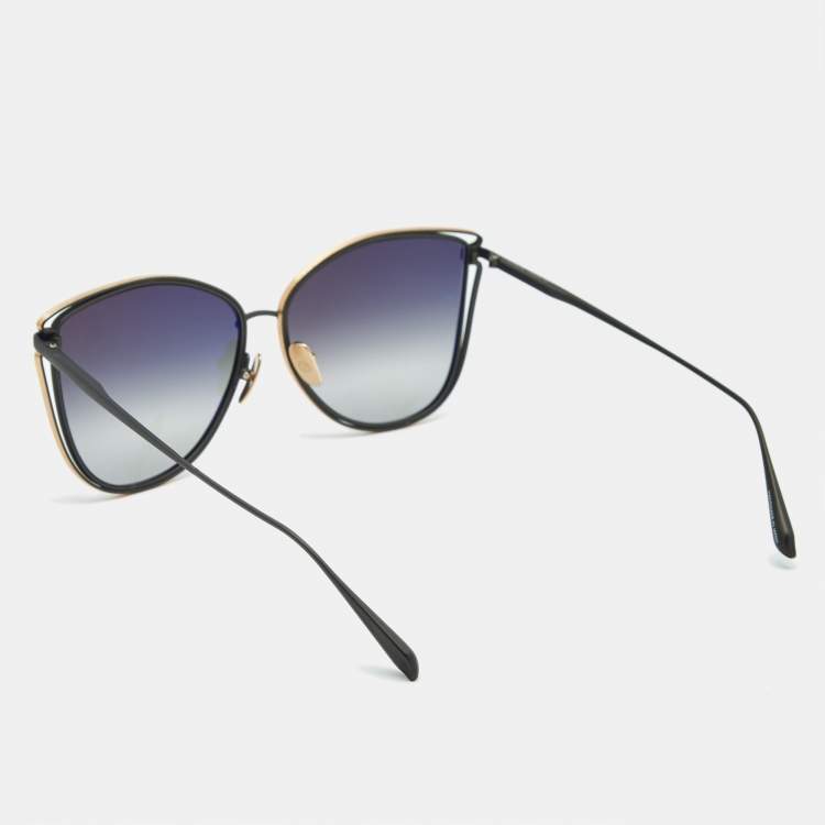 Pre Owned Linda Farrow Gold Tone/Black Gradient 8642 Dinah Butterfly Sunglasses
