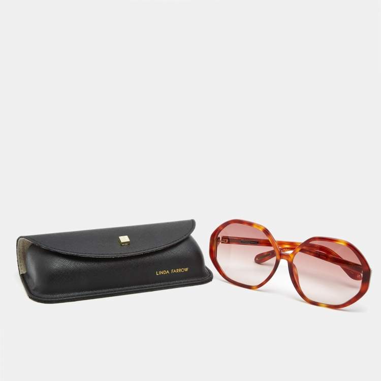 Pre Owned Linda Farrow Tortoise Brown Gradient Paloma Geometric Sunglasses