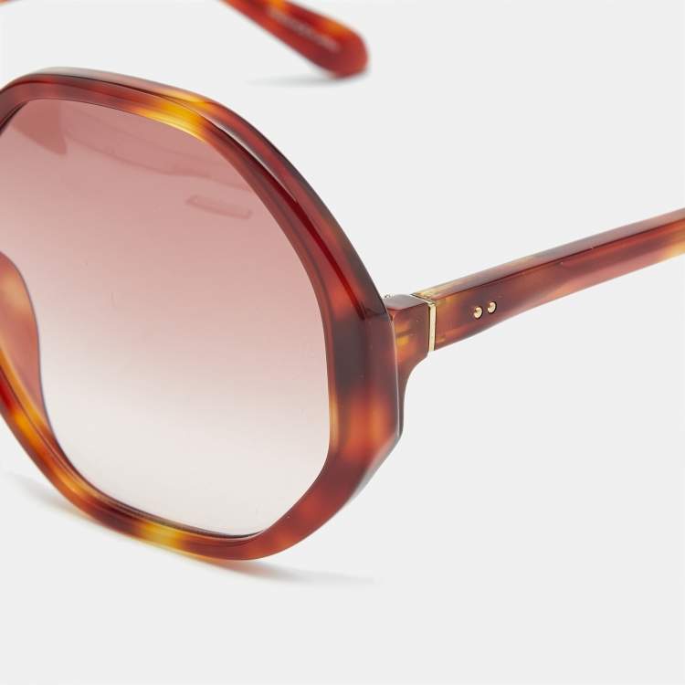 Pre Owned Linda Farrow Tortoise Brown Gradient Paloma Geometric Sunglasses