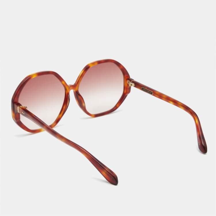 Pre Owned Linda Farrow Tortoise Brown Gradient Paloma Geometric Sunglasses