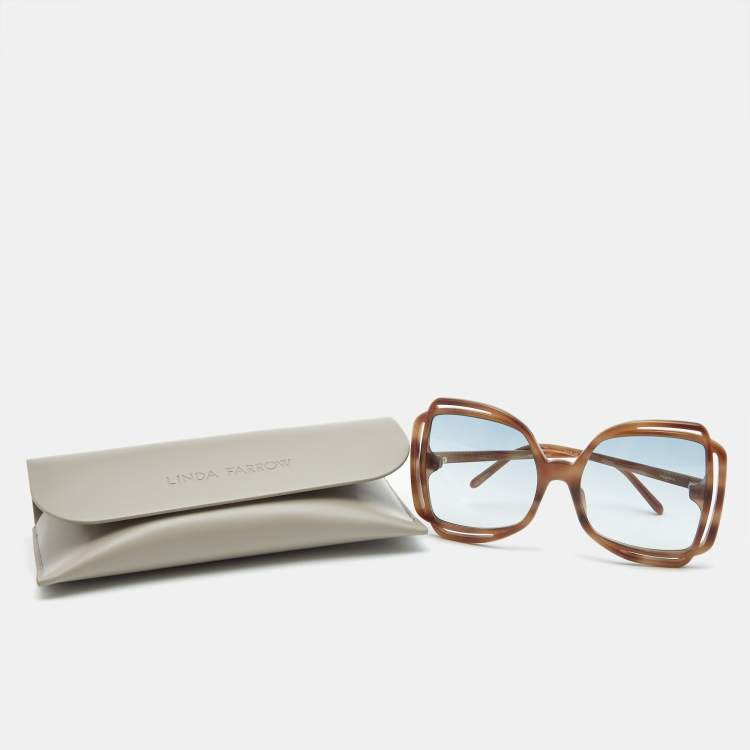 Pre Owned Linda Farrow Tortoise Brown Valentina Butterfly Sunglasses