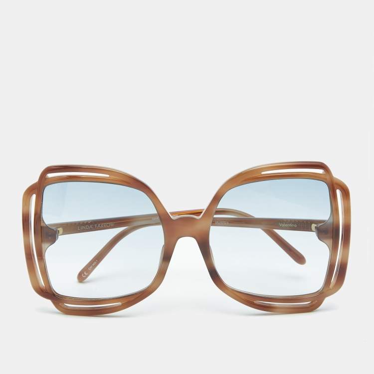 Pre Owned Linda Farrow Tortoise Brown Valentina Butterfly Sunglasses