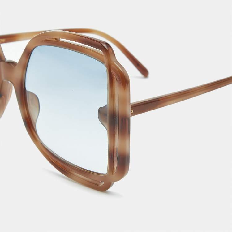 Pre Owned Linda Farrow Tortoise Brown Valentina Butterfly Sunglasses