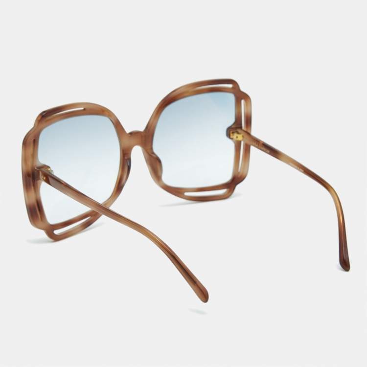 Pre Owned Linda Farrow Tortoise Brown Valentina Butterfly Sunglasses