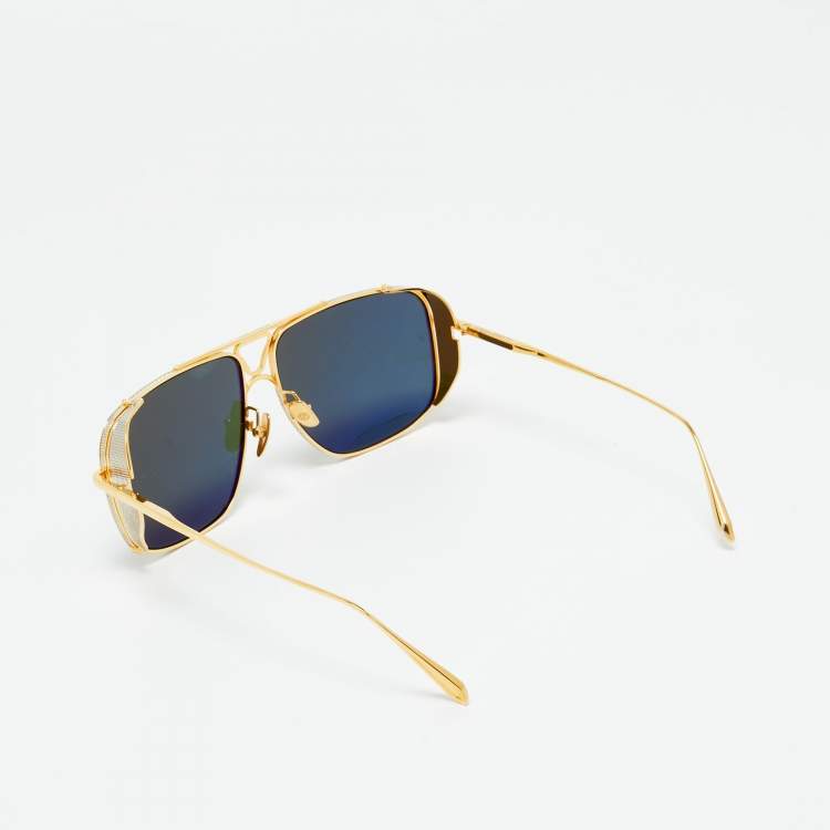 Pre Owned Linda Farrow Green/Gold Tone 8805 Enzo Oversized Sunglasses