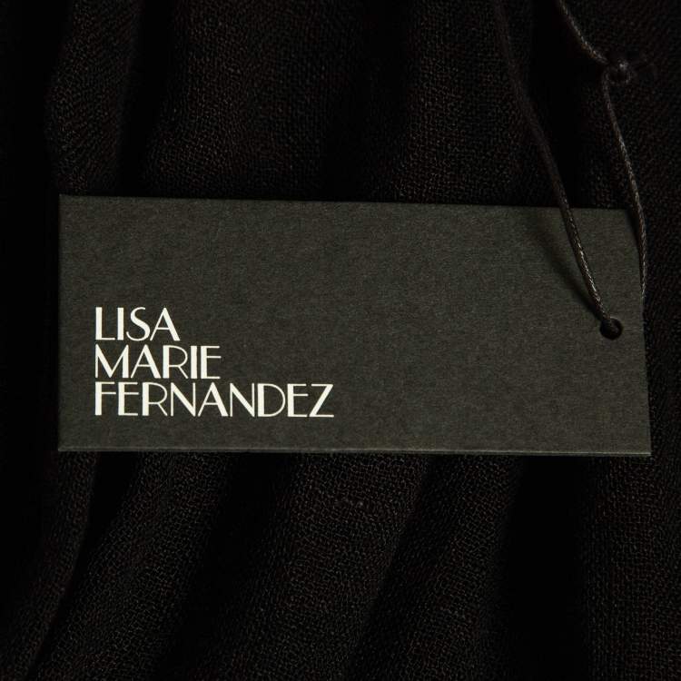 Pre Owned Lisa Marie Fernandez Black Organic Linen Belted Sheer Jumpsuit M