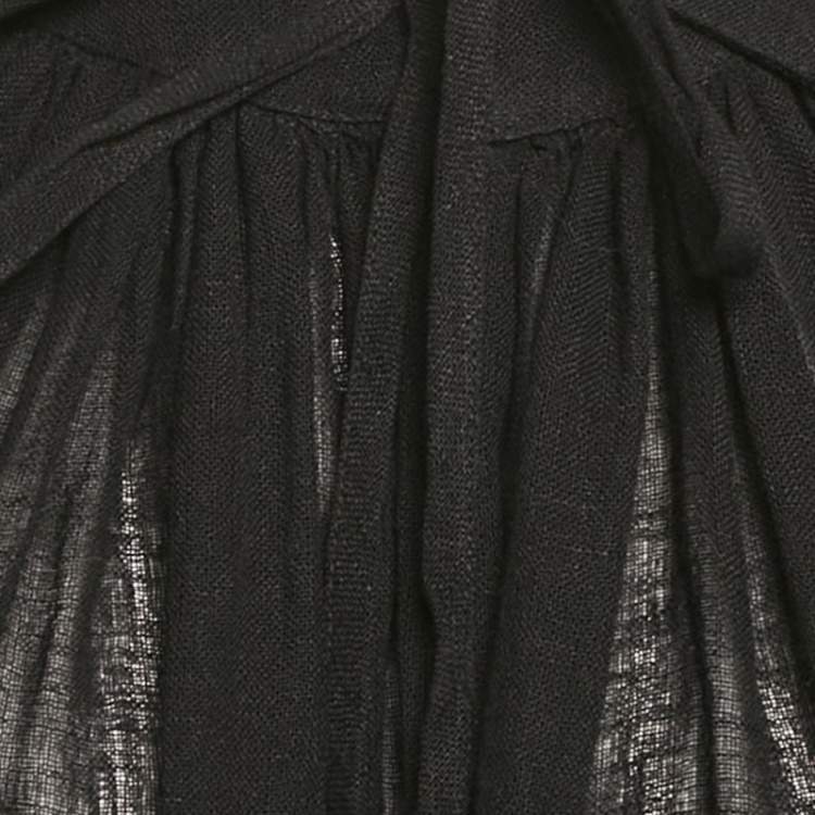 Pre Owned Lisa Marie Fernandez Black Organic Linen Belted Sheer Jumpsuit M