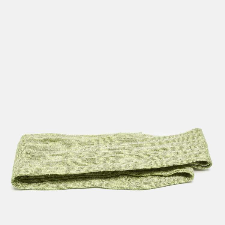 Pre Owned Lisa Marie Fernandez Green Textured Linen Wrap Top and Skirt Set M