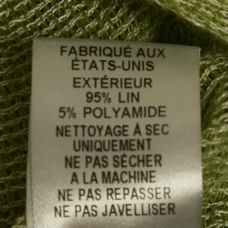 Pre Owned Lisa Marie Fernandez Green Textured Linen Wrap Top and Skirt Set M