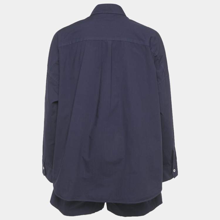Pre Owned LMND Navy Blue Cotton Chiara Classic Shirt & Shorts Set M/S