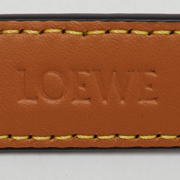 Pre Owned Loewe Beige/Tan Leather Anagram Slim Buckle Belt 70CM