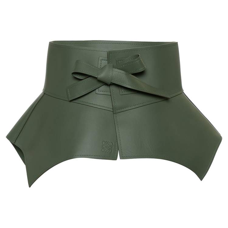 مملوكة مسبقًا Loewe Green Leather Obi Corset Belt M