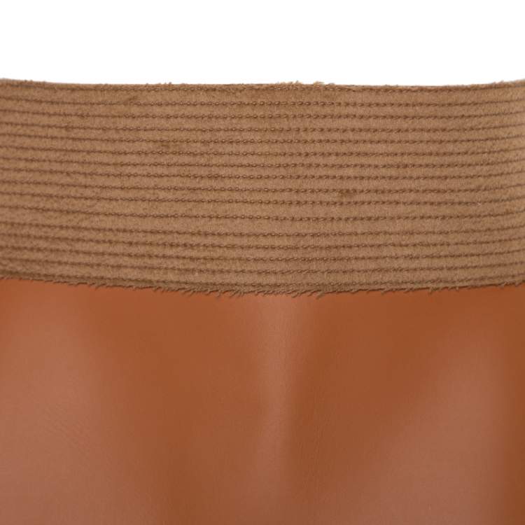 Pre Owned Loewe Tan/Beige Leather and Calfhair Obi Corset Belt M