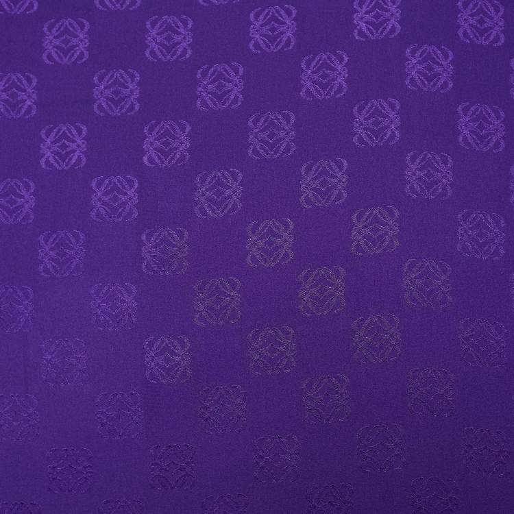 Pre Owned Loewe Purple Anagram Jacquard Silk Scarf