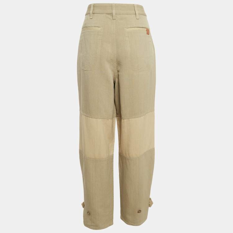 Pre Owned Loewe Brown Linen Blend Patch Pocket Cargo Pants S