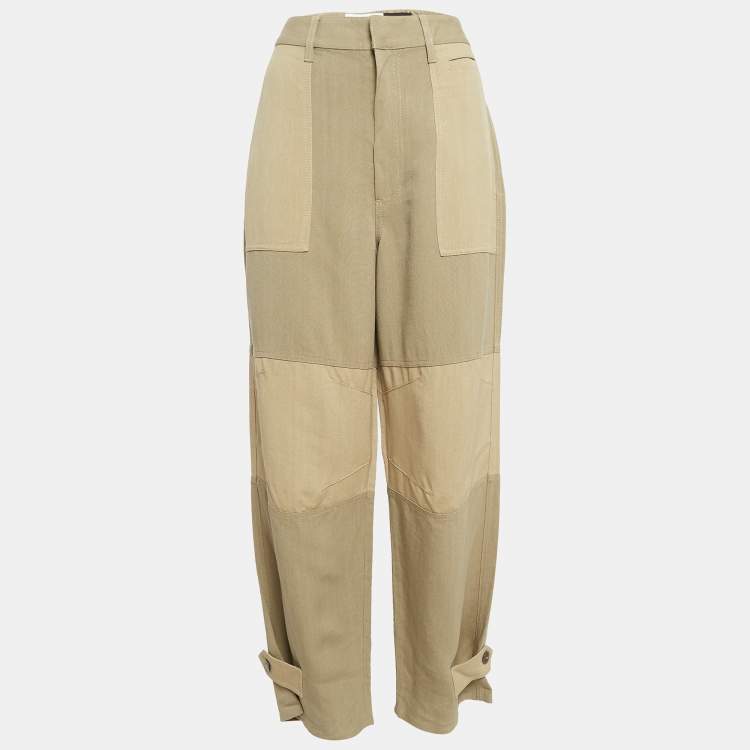 Pre Owned Loewe Brown Linen Blend Patch Pocket Cargo Pants S