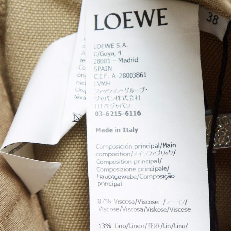 Pre Owned Loewe Brown Linen Blend Patch Pocket Cargo Pants S