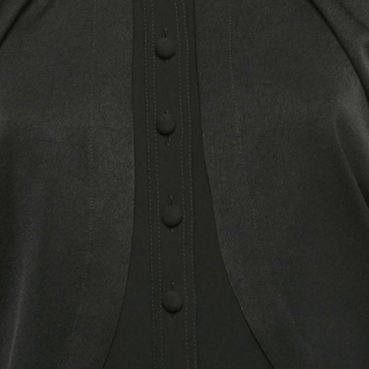 Pre Owned Loewe Black Crepe Button Front Faux Cape Long Dress S