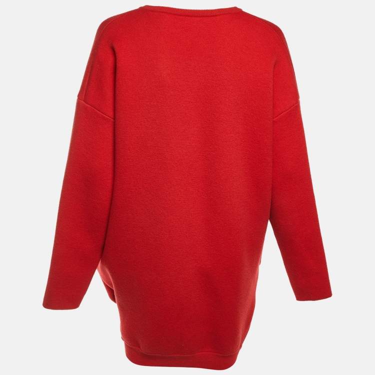 Pre Owned Loewe Red Wool Blend Draped Mini Dress M