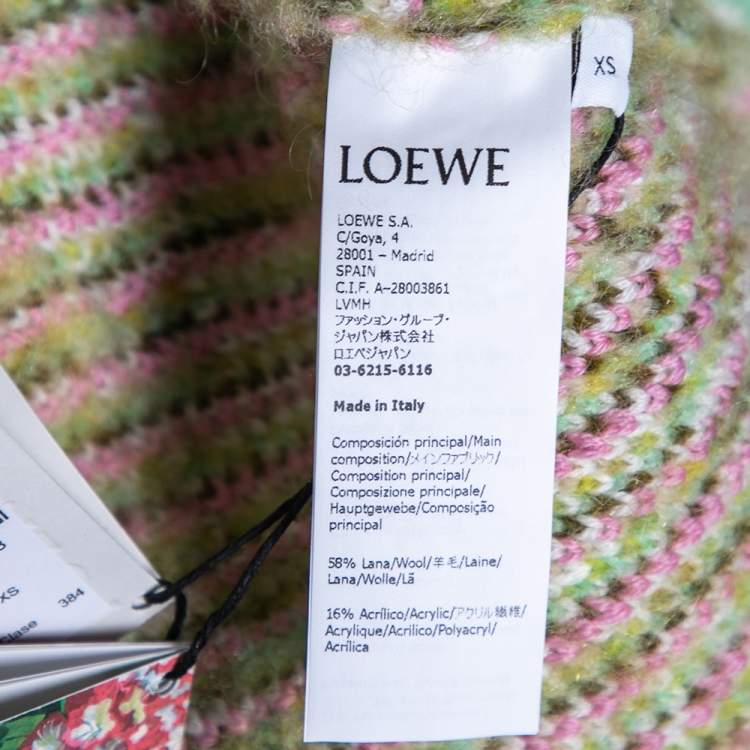 Pre Owned Loewe Multicolored Jacquard Wool & Mohair Cropped Sweater XS