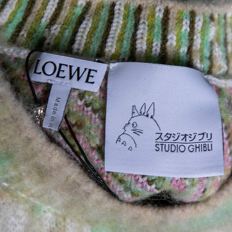 Pre Owned Loewe Multicolored Jacquard Wool & Mohair Cropped Sweater XS