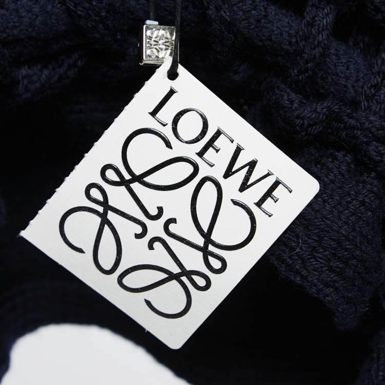 Pre Owned Loewe Navy Blue Wool Braided Detail Super Cropped Bolero M