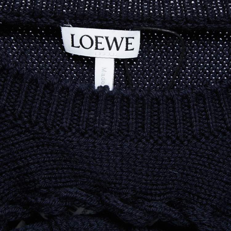 Pre Owned Loewe Navy Blue Wool Braided Detail Super Cropped Bolero M
