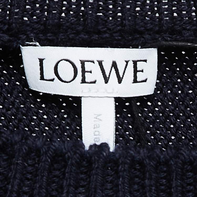 Pre Owned Loewe Navy Blue Wool Braided Detail Super Cropped Bolero M