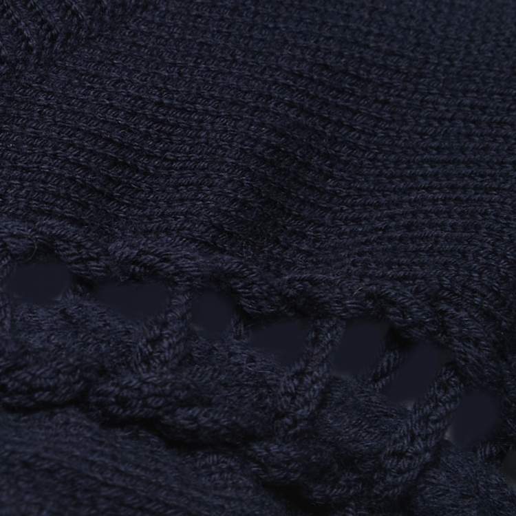 Pre Owned Loewe Navy Blue Wool Braided Detail Super Cropped Bolero M
