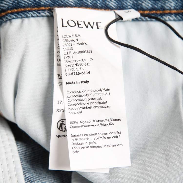 Pre Owned Loewe Blue Washed Denim Cut-Out Detail Anagram Cropped jeans S Waist 28"