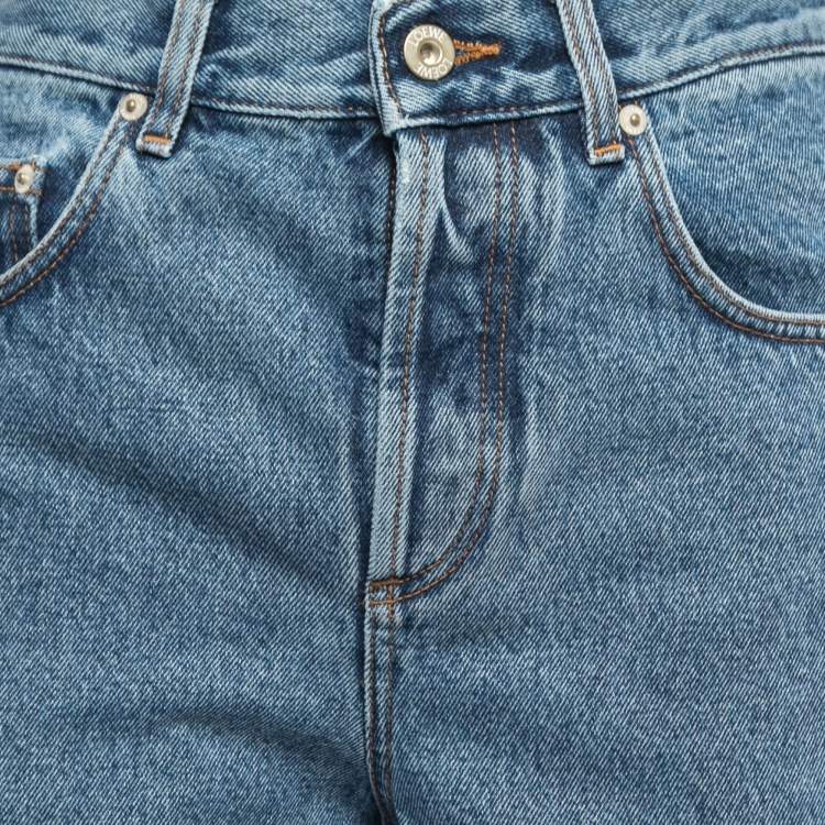 Pre Owned Loewe Blue Washed Denim Cut-Out Detail Anagram Cropped jeans S Waist 28"